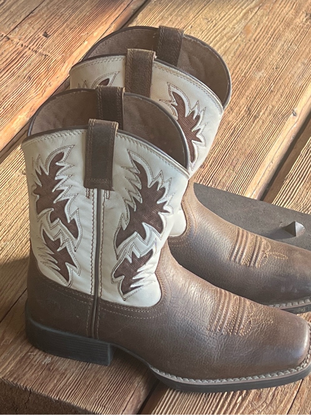 Ariat Brown and Cream Kid's Western Pull-On Boots